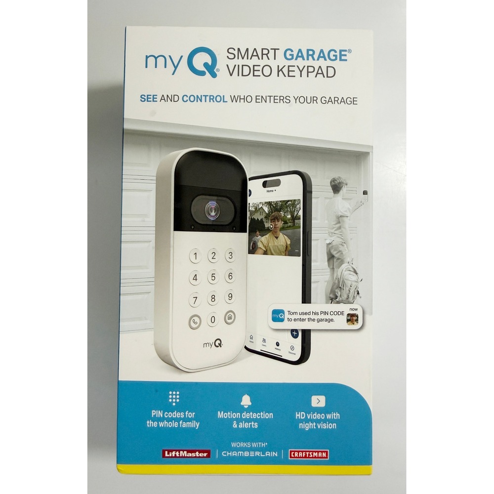 myQ Smart Garage Video Keypad Home White HD Video Night Vision MYQ-K40TXXW